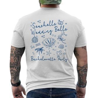 Seashells & Wedding Bells Beach Bach Bachelorette Est 2025 Men's T-shirt Back Print - Thegiftio UK