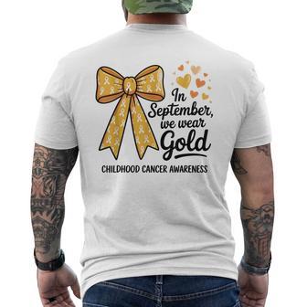 In September We Wear Gold Childhood Cancer Awareness Bow Men's T-shirt Back Print - Thegiftio UK