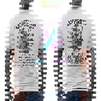 In September We Wear Teal Purple Ribbon Suicide Prevention Men's T-shirt Back Print | Seseable CA