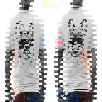 Shepsky Dog 7月4日 アメリカ国旗 メンズTシャツ バックプリント - Kawaiitshirt