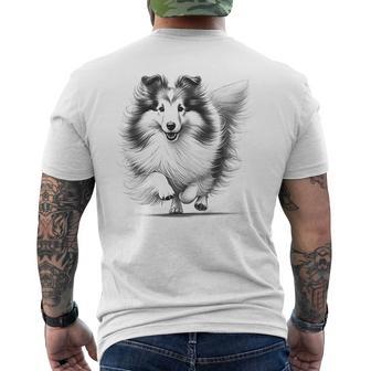 Shetland Sheepdog Dog Sheltie Running Men's T-shirt Back Print - Thegiftio UK