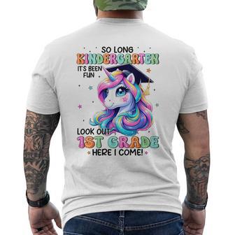 So Long Kindergarten Graduation Unicorn Last Day Of School Men's T-shirt Back Print - Thegiftio UK
