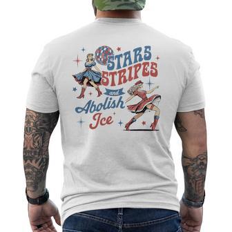 Stars Stripes And Abolish Ice Protect Immigrants 4Th Of July Men's T-shirt Back Print - Thegiftio UK
