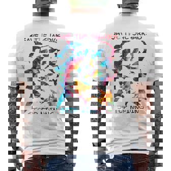 Stop Finning ジンベエザメ シュモクザメサメの種類タイダイ 長袖tシャツ メンズTシャツ バックプリント - Kawaiitshirt