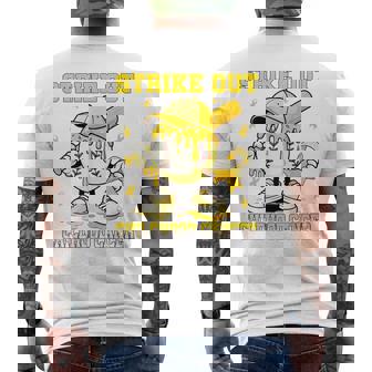 Strike Out Childhood Cancer Boys Baseball Drip Gold Ribbon Men's T-shirt Back Print - Monsterry