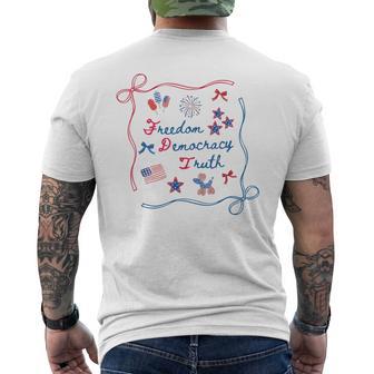 Subtle Freedom Democracy Truth Coquette Bow 4Th Of July Men's T-shirt Back Print - Thegiftio UK