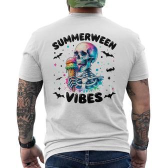 Summerween Vibes Skeleton Ice Cream Summer Vacation Men's T-shirt Back Print - Thegiftio UK