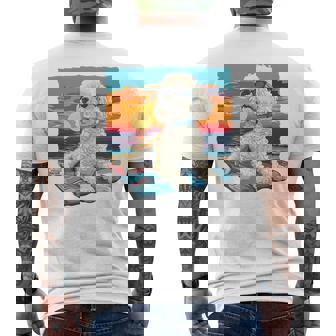 Sunny Day Doggy グラフィックデザイン ビーチレディ 子犬 長袖tシャツ メンズTシャツ バックプリント - Kawaiitshirt