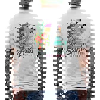 Sunset Beach Hawaii、サーフィンサーフボードレトロ、バックプリント メンズTシャツ バックプリント - Kawaiitshirt