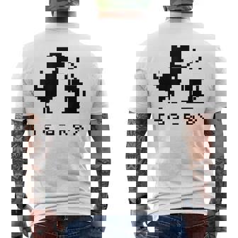 Tea Rex Pixel 8ビットゲーム恐竜 メンズTシャツ バックプリント - Kawaiitshirt