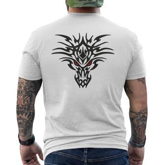 Tribal Dragon Head T Tatuaje Lindo Negro Diseño Rojo Ojos Camiseta Hombre Estampado Espalda - Regaloses