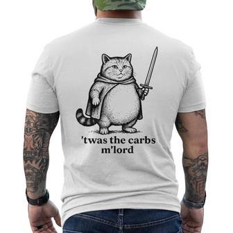 Twas The Carbs M Lord Medieval Cat Men's T-shirt Back Print - Thegiftio UK