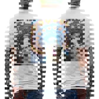 Ufo エイリアンフライングソーサー付き面白い白猫愛好家セルフィー 長袖tシャツ メンズTシャツ バックプリント - Kawaiitshirt