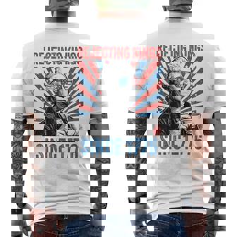 Us Rejecting Kings Since 1776 4Th Of July Outfit Men's T-shirt Back Print - Monsterry