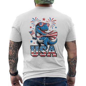 Usa 4Th July Toddler Boy Dinosaur Dino American Flag Patriot Men's T-shirt Back Print - Thegiftio UK