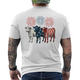 Usa Patriotic Cow Farm Animal American Flag 4Th Of July Cow Men's T-shirt Back Print - Thegiftio UK