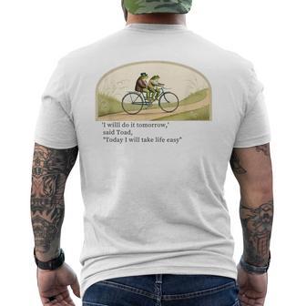 Vintage Frog With Toad I Will Do It Tomorrow Said Toad Men's T-shirt Back Print - Thegiftio UK