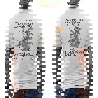 Vintage Sounds Gay Count Me In Racoon Lgbt Lgbtq Pride Month Men's T-shirt Back Print - Monsterry