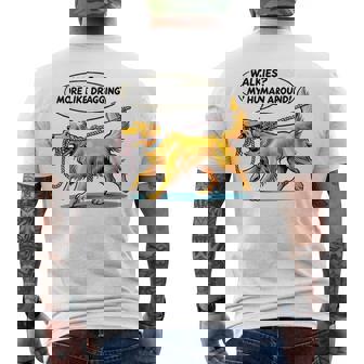 Walkies 犬の散歩 ゴールデンレトリバー 面白い犬好きデザイン メンズTシャツ バックプリント - Kawaiitshirt