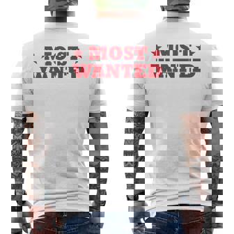Western Cowboy Cowgirl Outfit Most Wanted Men's T-shirt Back Print - Monsterry