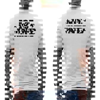 Western Cowboy Cowgirl Rodeo Most Wanted Men's T-shirt Back Print | Mazezy