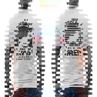 Work Hardo Dog Have Life 面白いレトロキャバリア メンズTシャツ バックプリント - Kawaiitshirt