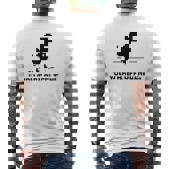 You Are Offline T-Rex 恐竜のラン ピクセルアート 恐竜ゲーム メンズTシャツ バックプリント - Kawaiitshirt