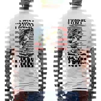 Youth Id Rather Be Fishing- Boys Bass Fish Usa Flag Men's T-shirt Back Print - Monsterry