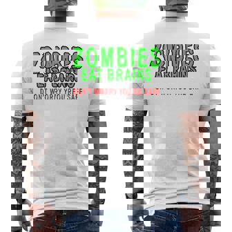 Zombies Eat Brains Don't Worry You'reafe メンズTシャツ バックプリント - Kawaiitshirt