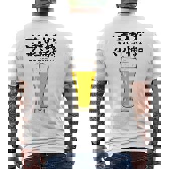 【こまめな水分補給】熱中症対策 お酒 ビール 夏 暑さ おもしろ 面白い 可愛い ネタ ウケ狙い 笑える ふざけ 遊び心 メンズTシャツ バックプリント - Kawaiitshirt