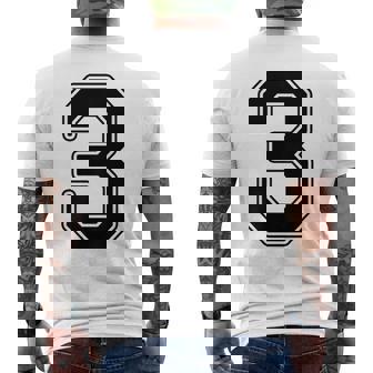 【バックプリント・背中側】3 数字 背番号 ユニフォーム ナンバー【ブラック／黒の文字】スポーツ 野球 サッカー 部活 メンズTシャツ バックプリント - Kawaiitshirt