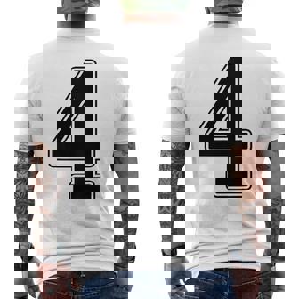 【バックプリント・背中側】4 数字 背番号 ユニフォーム ナンバー【ブラック／黒の文字】スポーツ 野球 サッカー 部活 メンズTシャツ バックプリント - Kawaiitshirt