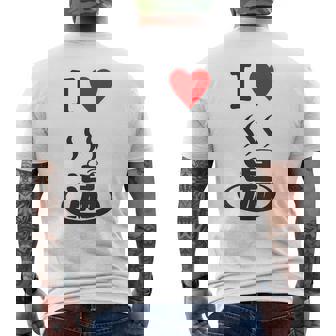 【バックプリント・背中側】アイラブ・湯 イラスト【温泉】お風呂 マーク 銭湯 記号 ハート 面白い メンズTシャツ バックプリント - Kawaiitshirt