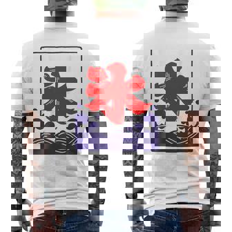 【バックプリント・背中側】氷 のれん 夏（氷屋 かき氷）お祭り 露店 夜店 漢字 文字 昭和レトロ 和柄 イラスト メンズTシャツ バックプリント - Kawaiitshirt