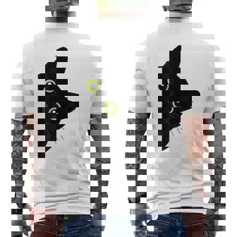 【覗くネコ】黒猫 にゃんこ 猫好き 猫 可愛い ネコ 子猫 ネコ好き 面白い 変な 遊び心 ネタ ウケ狙い おもしろ メンズTシャツ バックプリント - Kawaiitshirt