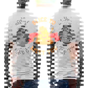 あなたに会うためにチーズクラストとスライス用のスライスが入ったピザ。 長袖tシャツ メンズTシャツ バックプリント - Kawaiitshirt