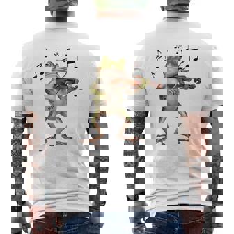 おもしろミュージシャン バイオリニスト かわいいカエル 演奏 バイオリン メンズTシャツ バックプリント - Kawaiitshirt