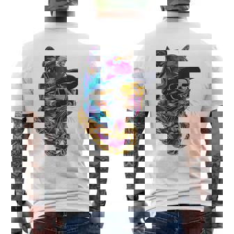 かっこいい ヒップホップ 猫 アーバン ストリートウェア B-Boy グラフィティ メンズTシャツ バックプリント - Kawaiitshirt