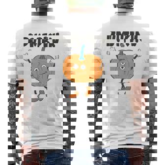 かぼちゃ Pumpkin キャラクター 顔 イラスト かわいい おもしろ シンプル ゆるい 野菜 ゆるキャラ メンズTシャツ バックプリント - Kawaiitshirt