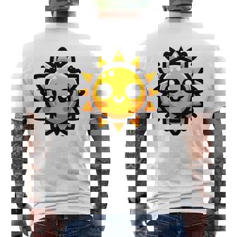 かわいい 漫画 太陽 放射 オレンジ イエロー 愛らしい メンズTシャツ バックプリント - Kawaiitshirt