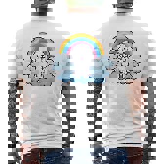 かわいいボロネーゼ犬 レインボークラウド カラフル カワイイ 子犬好き メンズTシャツ バックプリント - Kawaiitshirt
