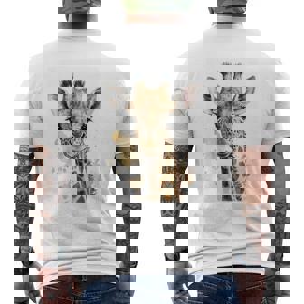 かわいい水彩画 キリン 赤ちゃん 美的 動物 アート 絵画 長袖tシャツ メンズTシャツ バックプリント - Kawaiitshirt