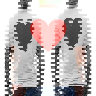 かわいい赤ミニマリスト ハート メンズTシャツ バックプリント - Kawaiitshirt