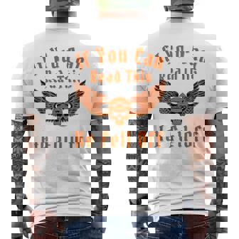 これを読めば、彼はバイカー向けのダークユーモアサインから落ちた メンズTシャツ バックプリント - Kawaiitshirt