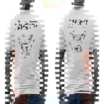 こんにチワワ 犬好き おもしろ ダジャレ 犬の飼い主 チワワ好き チワワの飼い主 おやじギャグ 愛犬家 チワワ メンズTシャツ バックプリント - Kawaiitshirt