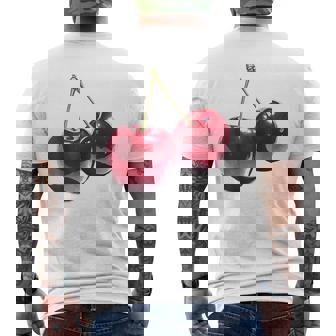 さくらんぼ フルーツ モチーフ イラスト さくらんぼ メンズTシャツ バックプリント - Kawaiitshirt