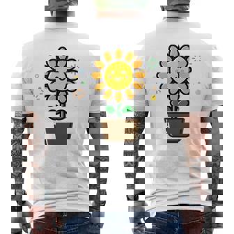 ひまわり 花 ポット シンプル クリップアート メンズTシャツ バックプリント - Kawaiitshirt