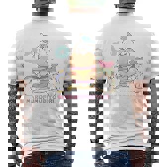 まるもふびより ハンバーガー メンズTシャツ バックプリント - Kawaiitshirt