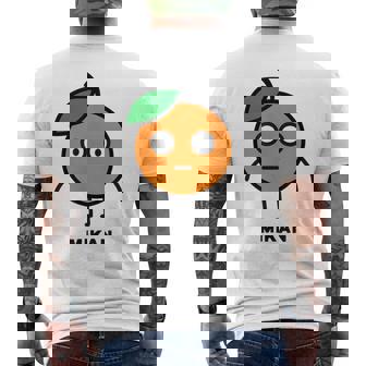 みかん Mikan 顔 イラスト かわいい おもしろ 面白い 簡単 シンプル ゆるい 果物 メンズTシャツ バックプリント - Kawaiitshirt