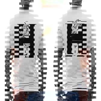 みんな大好きハシビロコウ 動かない鳥 はしび郎クラブ Hアルファベット ロゴ メンズTシャツ バックプリント - Kawaiitshirt